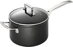 LE CREUSET Toughened Non-Stick Saucepan with Helper Handle & Glass Lid - 18cm Black Aluminium 51108180010302 - New
