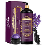Pjordo Lavender Massage Oil 296ml - Aromatherapy Body Oil for Relaxing, Soothing Skin - Grape Seed, Sweet Almond, Jojoba - Damaged Box