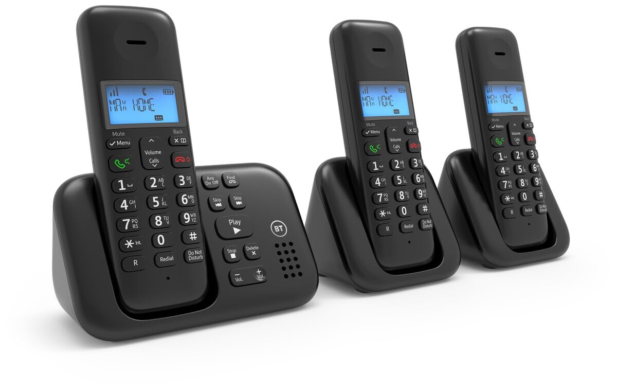 BT 3960 Cordless Phone - Digital Home Landline - Nuisance Call Blocker - Answer Machine - Trio Handset Pack - New