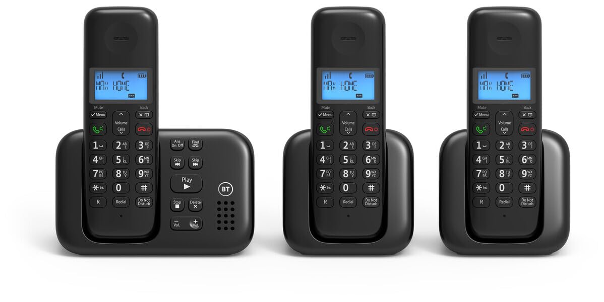 BT 3960 Cordless Phone - Digital Home Landline - Nuisance Call Blocker - Answer Machine - Trio Handset Pack - New