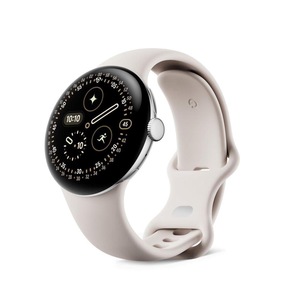 Google Pixel Watch 4 (41mm) - Polished Silver Aluminium - Porcelain Active Band - Android Smartwatch Wi-Fi - Good