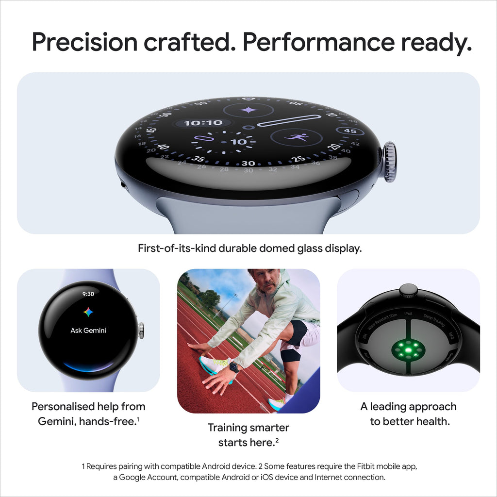 Google Pixel Watch 4 (41mm) - Polished Silver Aluminium - Porcelain Active Band - Android Smartwatch Wi-Fi - Good