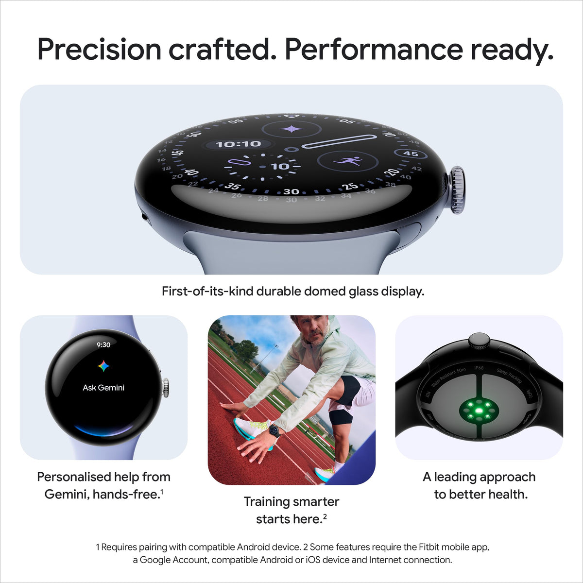 Google Pixel Watch 4 (41mm) - Polished Silver Aluminium - Porcelain Active Band - Android Smartwatch Wi-Fi - Good