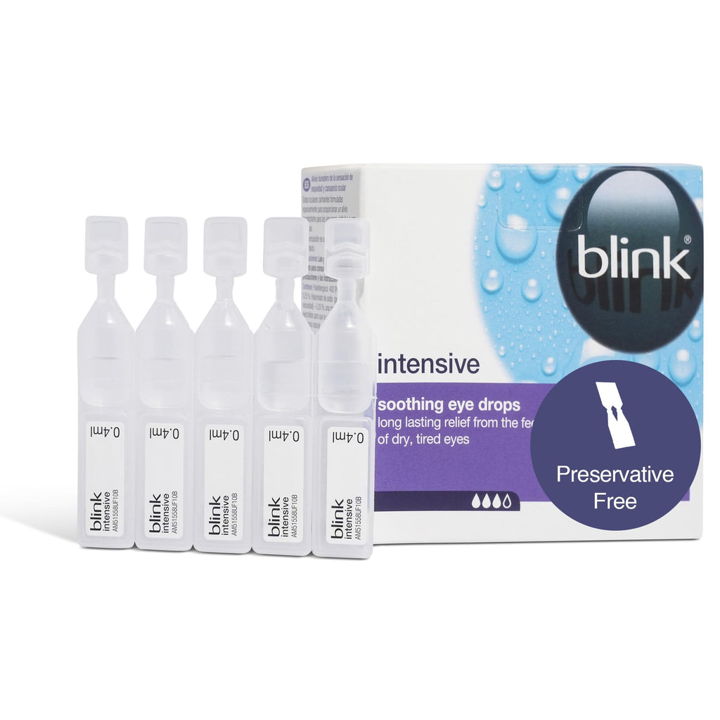 Blink Intensive Eye Drops for Dry Eyes - 20 x 0.4ml Single-Use Vials Lubricating Relief - Damaged Box - BBE 05/2027