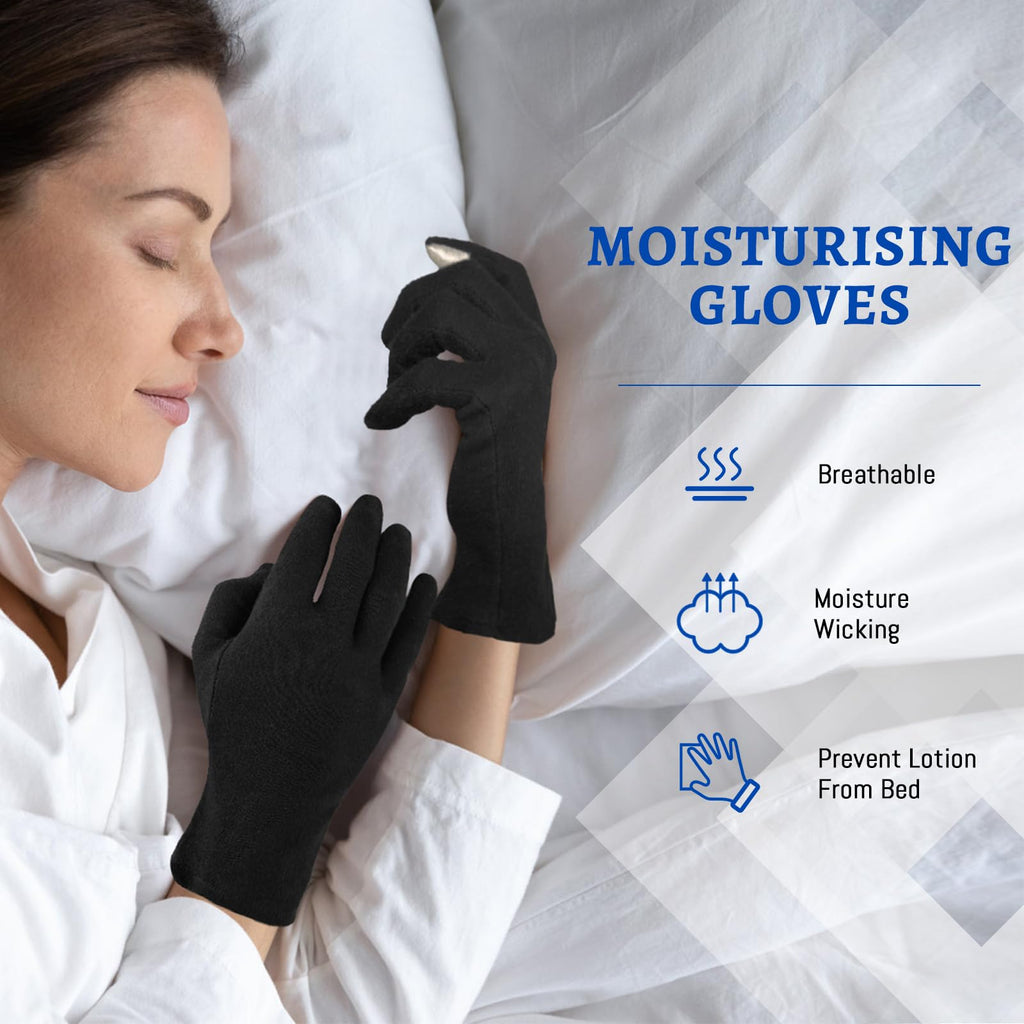 Migliore Wear 5 Pairs Cotton Eczema Gloves - Touchscreen Black - Moisturising Dry Skin Hand Protection - Damaged Box