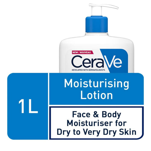 CeraVe Moisturising Lotion with Ceramides - Dry to Very Dry Skin - 1 Litre Body Face Cream Hydrating Daily Moisturiser - New