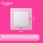 Cutiderm Adhesive Wound Dressing 15cm x 15cm Sterile Wound Care Plaster - Pack of 25 - Damaged Box - BBE 09/2030
