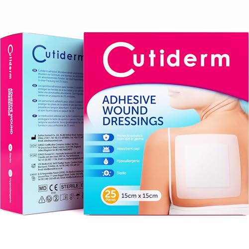 Cutiderm Adhesive Wound Dressing 15cm x 15cm Sterile Wound Care Plaster - Pack of 25 - Damaged Box - BBE 09/2030