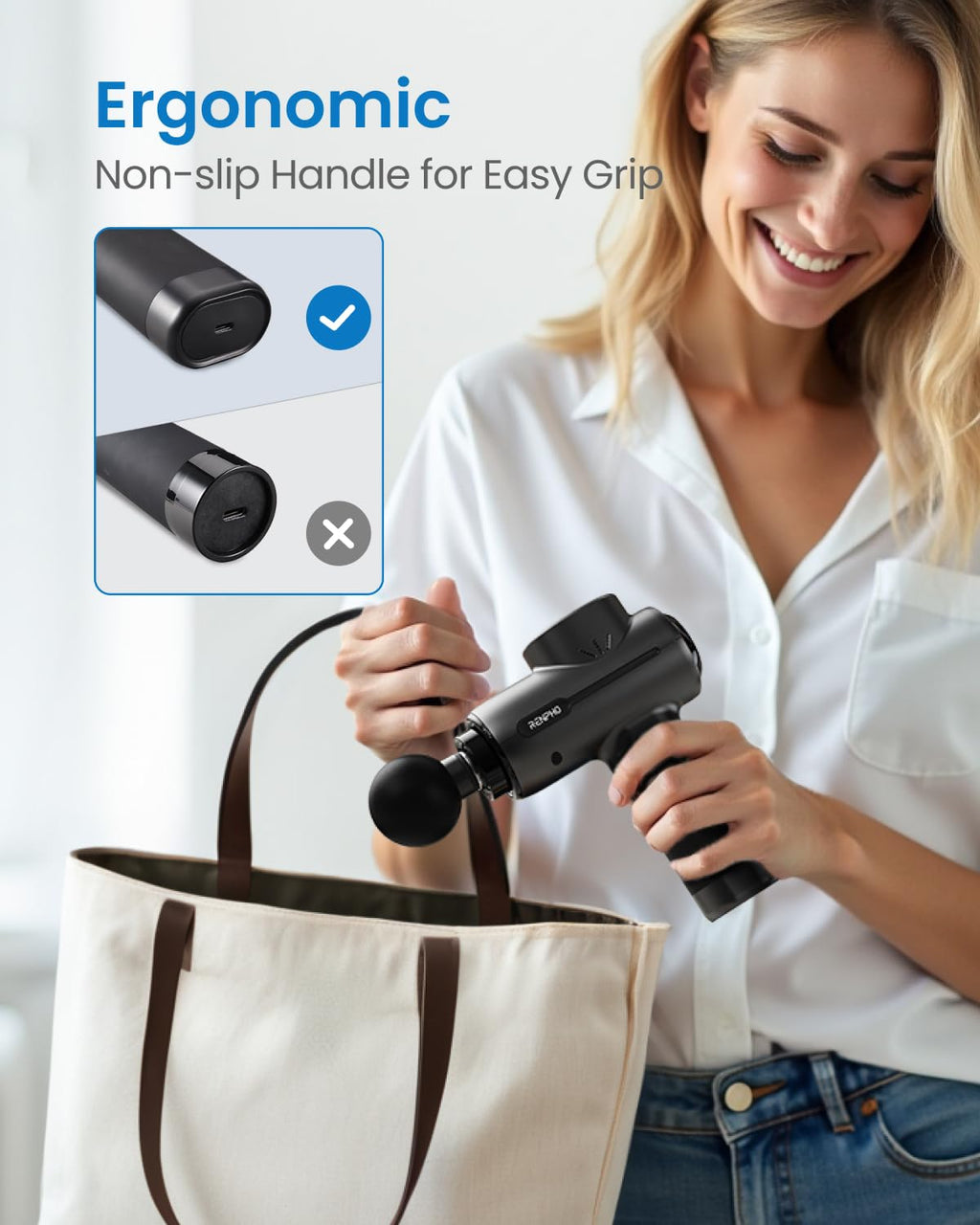 RENPHO Massage Gun Deep Tissue Percussion Massager - 5 Speeds, 5 Heads - Muscle Recovery Handheld Massager - Damaged Box