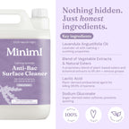 Miniml Eco Antibacterial Surface Cleaner Spray Refill 5L - French Lavender Disinfectant - New
