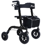 Rollator Walker Lightweight Foldable All Terrain with Seat - 10-inch Wheels, Handles, Backrest - Black for Seniors Adult - Damaged Box