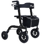 Rollator Walker Lightweight Foldable All Terrain with Seat - 10-inch Wheels, Handles, Backrest - Black for Seniors Adult - Damaged Box