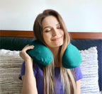 Memory Foam Travel Pillow - Moulded Pressure Relief Neck Cushion - Head Support for Car Plane Train - Teal - Very Good