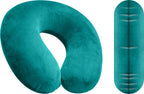 Memory Foam Travel Pillow - Moulded Pressure Relief Neck Cushion - Head Support for Car Plane Train - Teal - Very Good