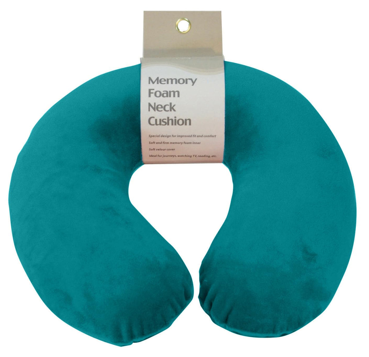 Memory Foam Travel Pillow - Moulded Pressure Relief Neck Cushion - Head Support for Car Plane Train - Teal - Very Good