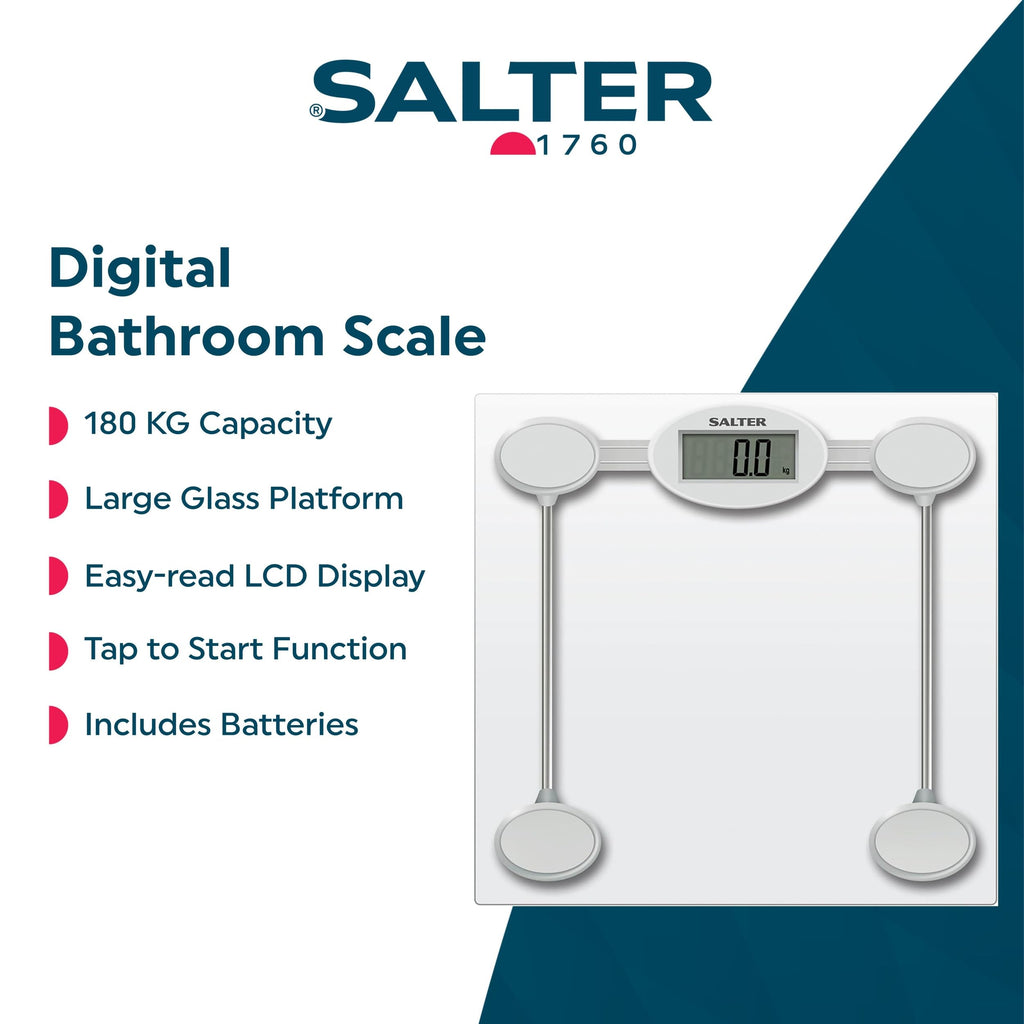 Salter 9018S SV3R Digital Bathroom Scale – Electronic Body Weight Scale 180kg LCD Display Toughened Glass - Very Good