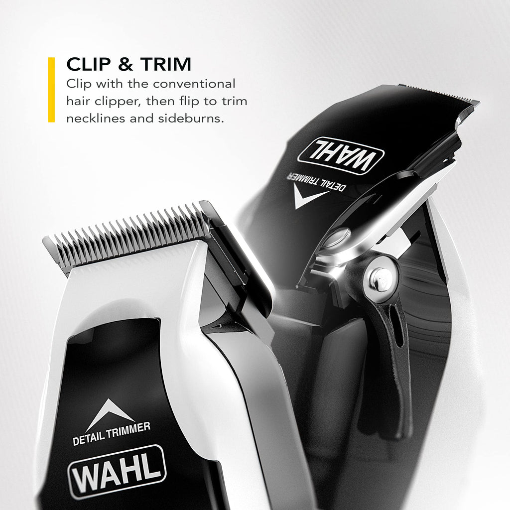 WAHL Clip N Trim II Hair Clipper - Integrated Trimmer Head Shaver - Men's Stubble Grooming - White - Damaged Box
