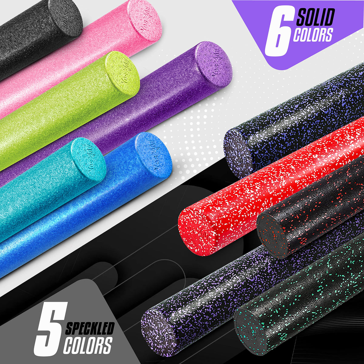 Yes4All Purple Speckled Foam Roller - High Density EPP Muscle Roller 60 CM Long - Back Legs Workouts Deep Tissue Massage - Damaged Box