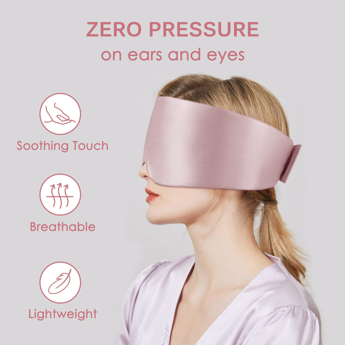 OLESILK Sleep Mask - 100% Natural Mulberry Silk Eye Mask - Large Pink Blindfold for Women & Men - Adjustable Strap - Damaged Box