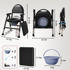 NJUN Folding Commode Toilet Chair - Portable Bedside Commode for Elderly - Disabled Aid - Damaged Box