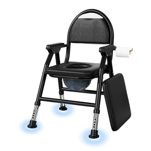 NJUN Folding Commode Toilet Chair - Portable Bedside Commode for Elderly - Disabled Aid - Damaged Box