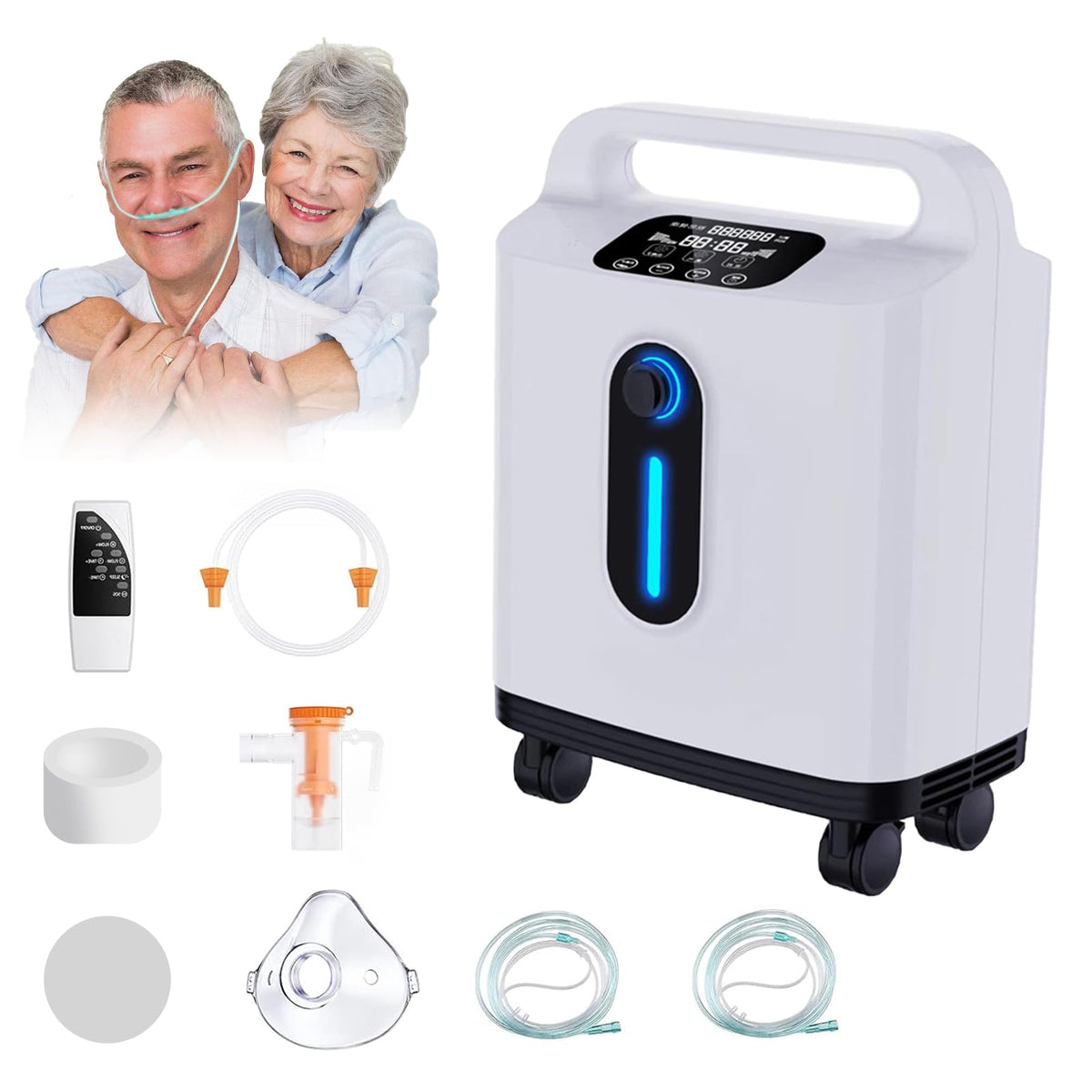Portable Adjustable Flow Machine for Home Personal Care - Stable Continuous 2-9 L/MIN with Accessories - Damaged Box