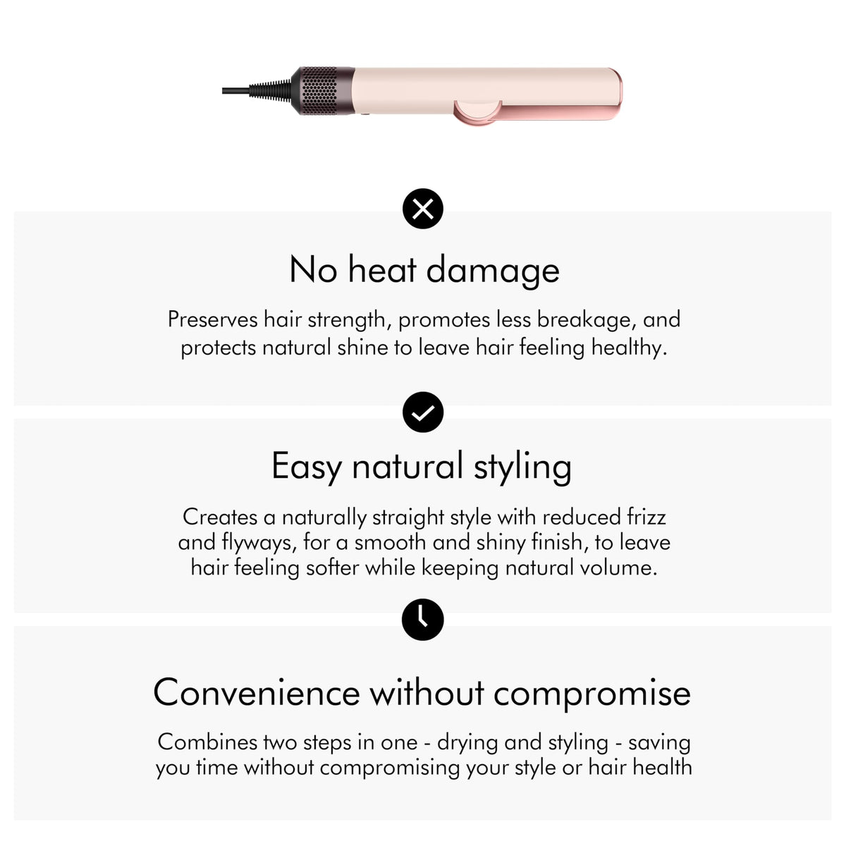Dyson Airstrait Wet to Dry Straightener Hair Styling Tool Ceramic Pink Rose Gold - Like New