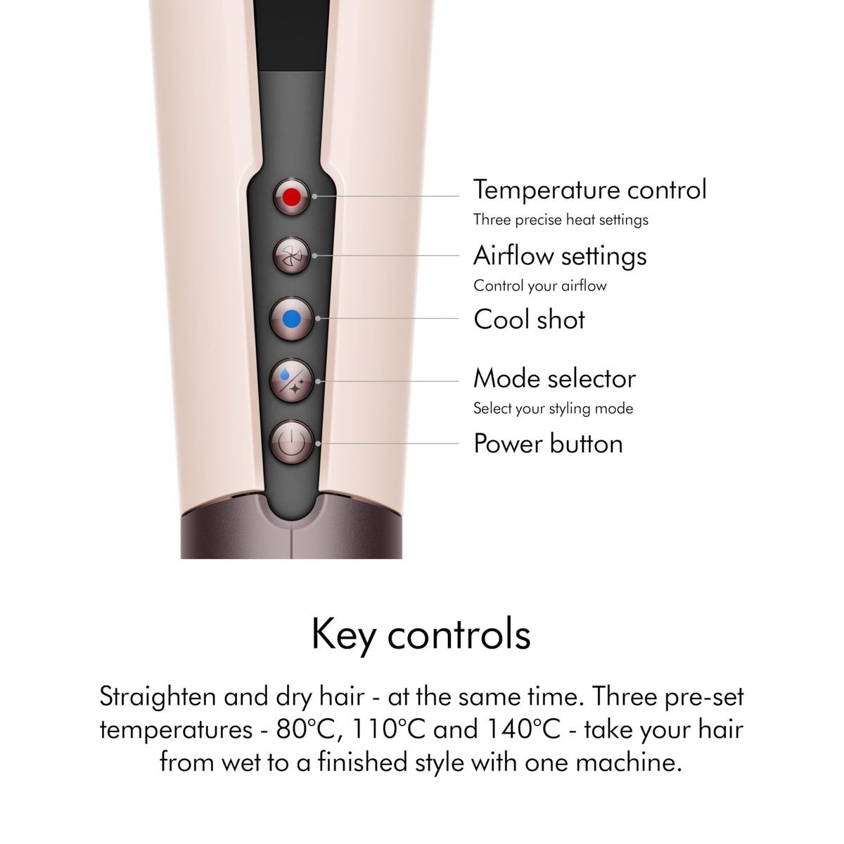 Dyson Airstrait Wet to Dry Straightener Hair Styling Tool Ceramic Pink Rose Gold - Like New