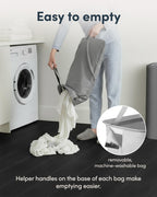 Keplin Collapsible Double Laundry Basket - 150L 2-Compartment Clothes Sorter Hamper with Lid, Removable Liner, Handles - Grey - Damaged Box