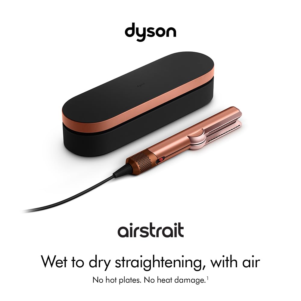 Dyson Airstrait Straightener and Dryer - Amber Silk Pink Champagne - Wet to Dry Hair Styler - Damaged Box