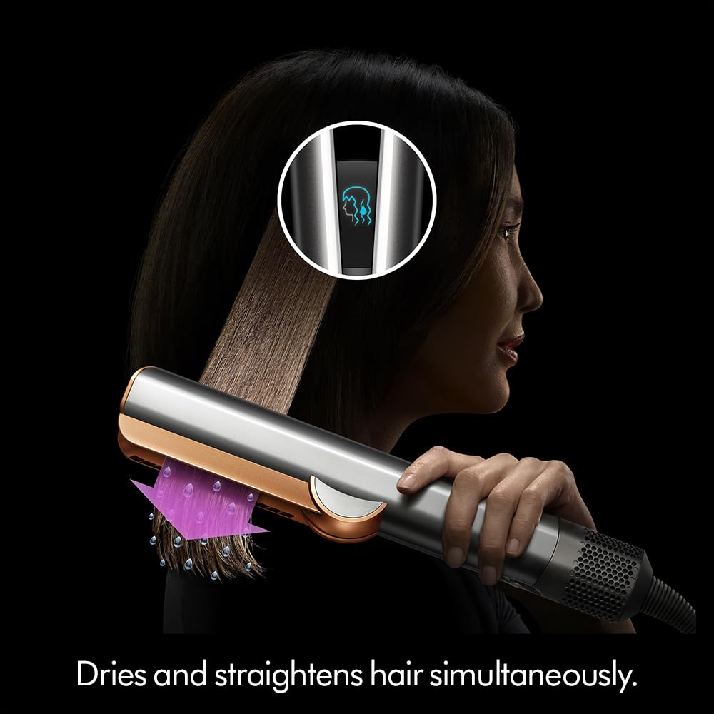 Dyson Airstrait Straightener and Dryer - Amber Silk Pink Champagne - Wet to Dry Hair Styler - Damaged Box