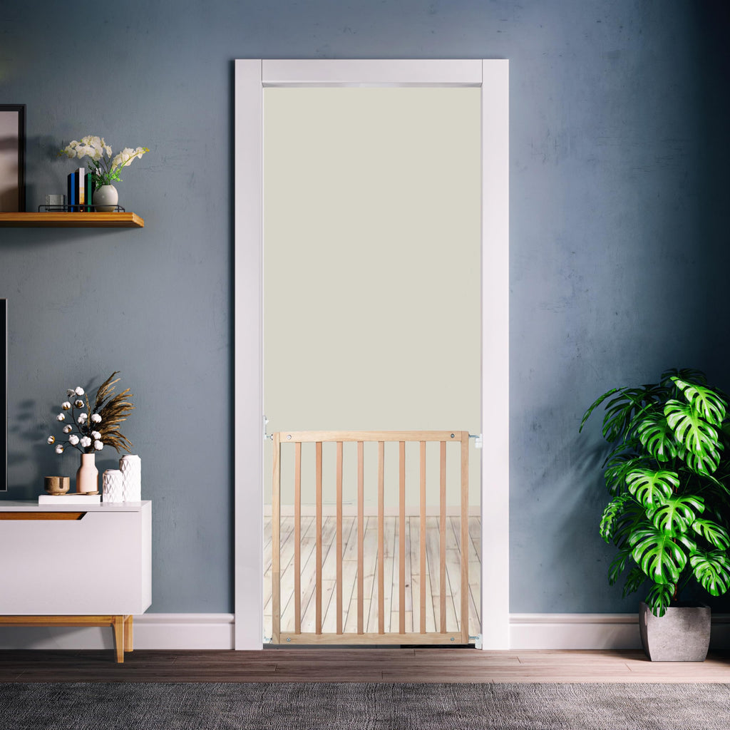 Safetots Simply Secure Wooden Stair Gate - Natural Wood - 72-79cm Screw Fit Baby Safety Barrier - Damaged Box