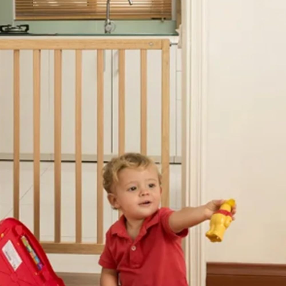 Safetots Simply Secure Wooden Stair Gate - Natural Wood - 72-79cm Screw Fit Baby Safety Barrier - Damaged Box