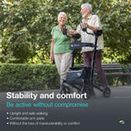 Helavo Upright Walker with Seat - Foldable Stand Up Rollator for Seniors - Mobility Aid - Damaged Box