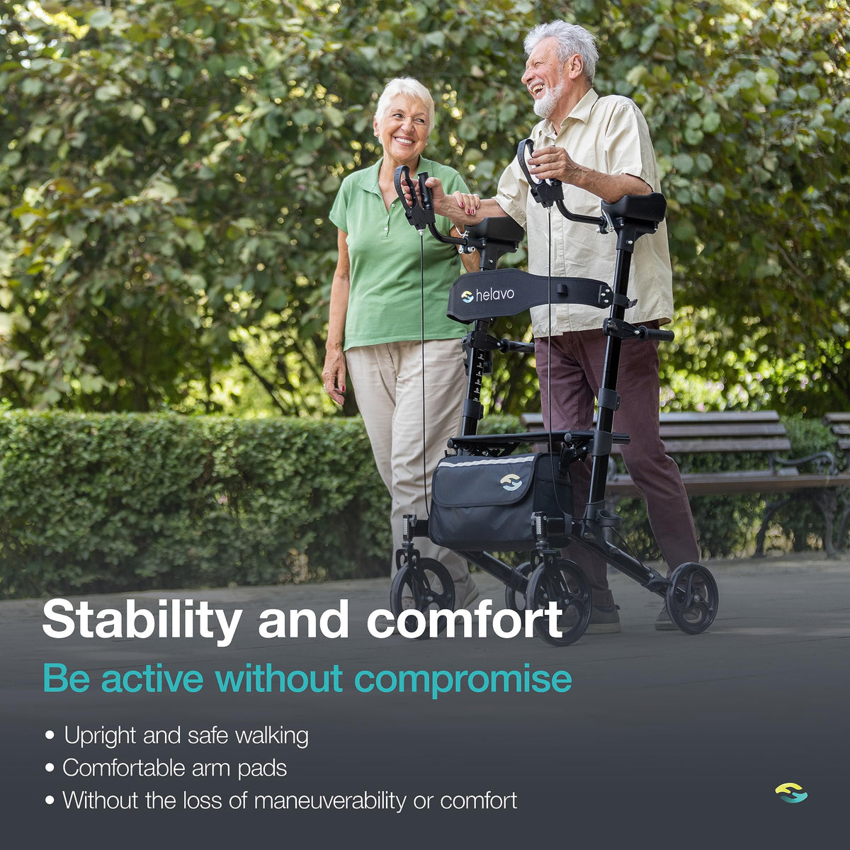 Helavo Upright Walker with Seat - Foldable Stand Up Rollator for Seniors - Mobility Aid - Damaged Box
