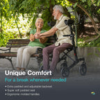 Helavo Upright Walker with Seat - Foldable Stand Up Rollator for Seniors - Mobility Aid - Damaged Box
