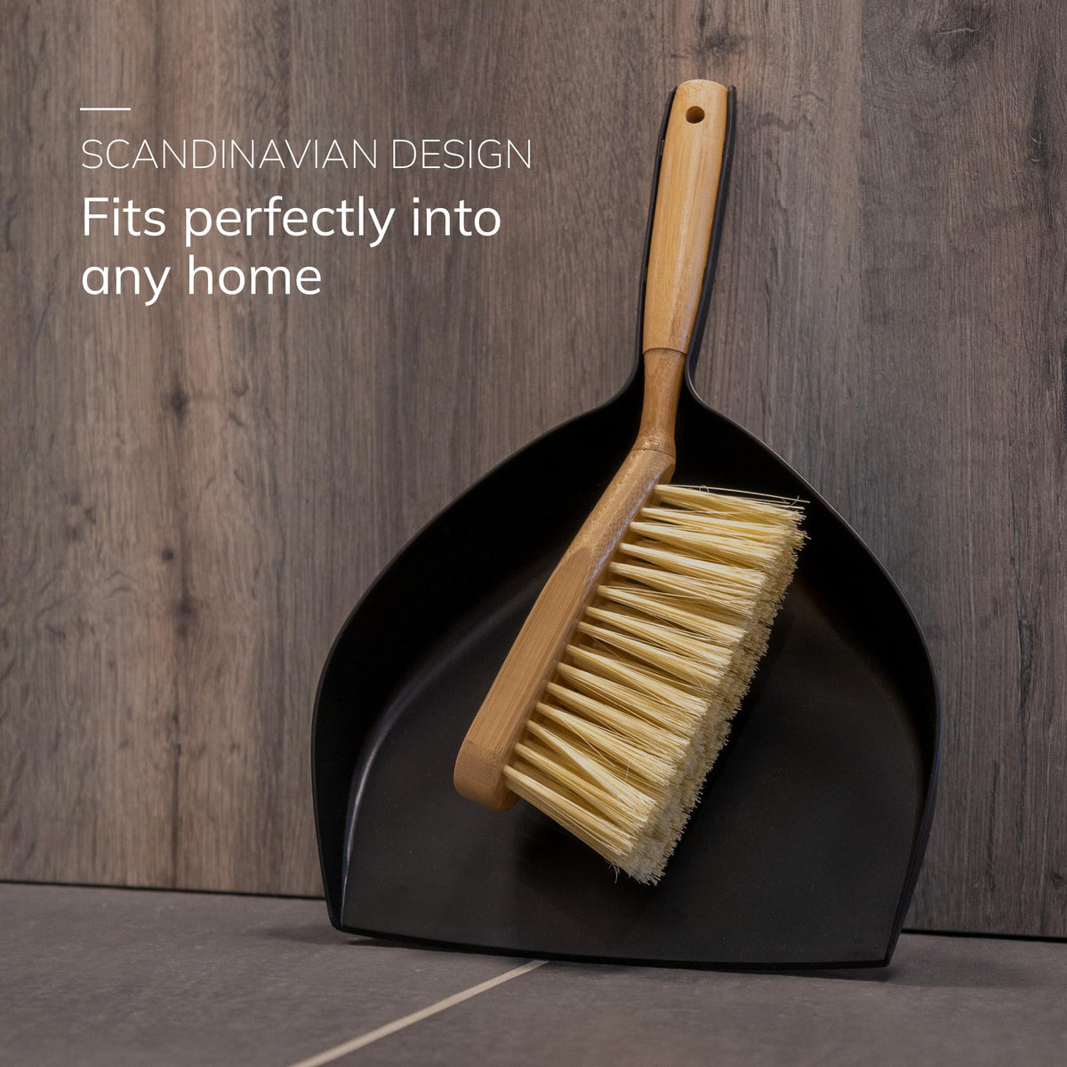 ENA Living Bamboo Dust Pan & Brush Set - Eco-Friendly Dustpan Sweeping Brush - Household Cleaning Tool - Like New