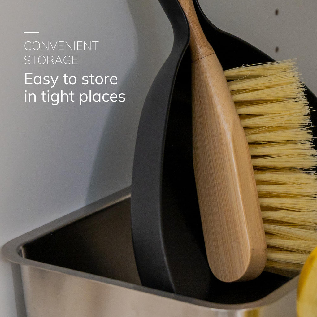 ENA Living Bamboo Dust Pan & Brush Set - Eco-Friendly Dustpan Sweeping Brush - Household Cleaning Tool - Like New
