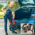 Lightweight Foldable Rollator Walker for Seniors - All Terrain Rolling Walker with Seat, 10" Wheels, Backrest - Red Aluminium - New