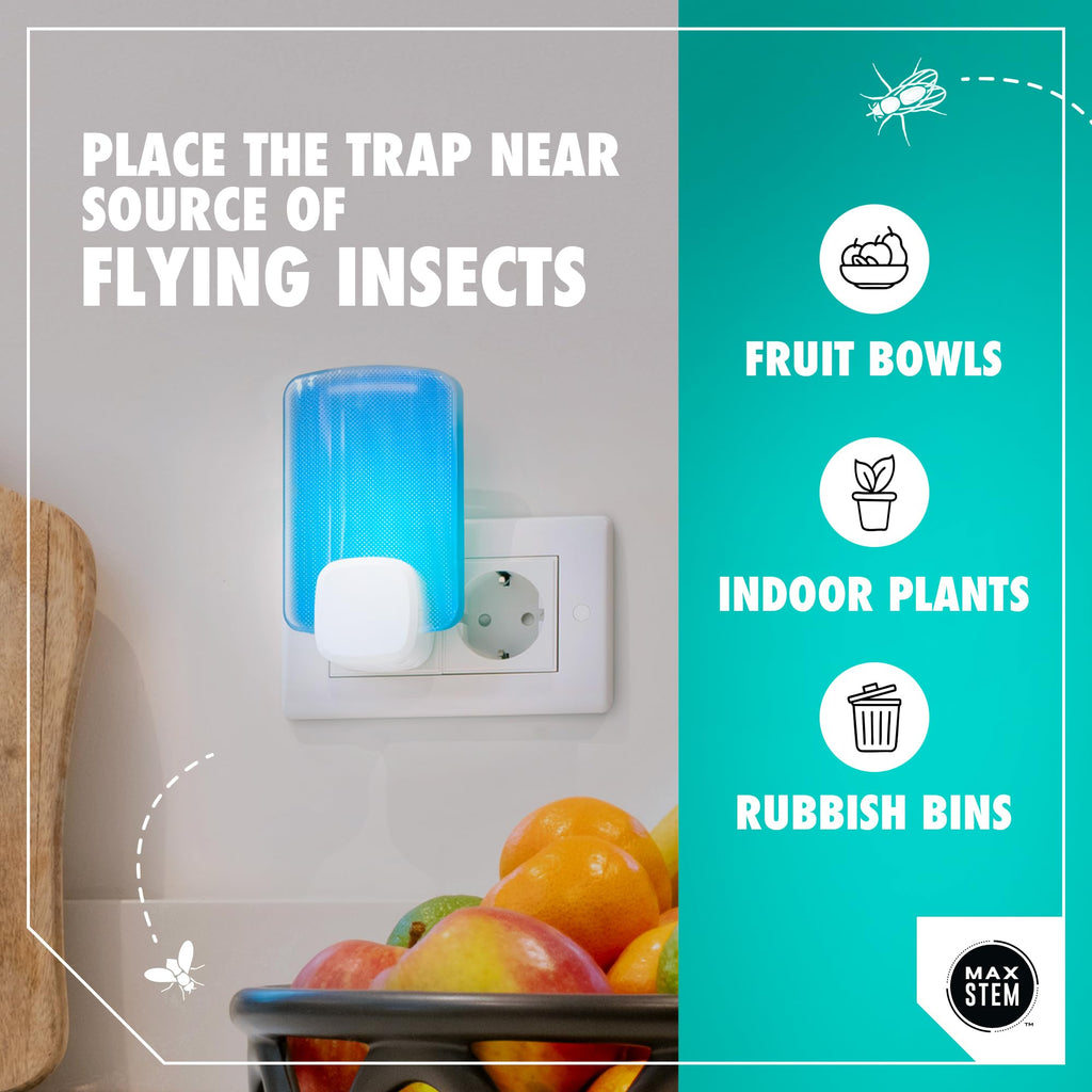 MAX STEM 2X LED Light Trap Refills - 2 Pack - Fly Gnat Moth Insect Catcher - Indoor Protection - Insecticide-Free Odourless - New