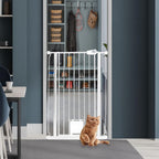 Bettacare Tall Pet Gate with Cat Flap - White - 75-84cm Wide - Pet Safety Barrier - Damaged Box