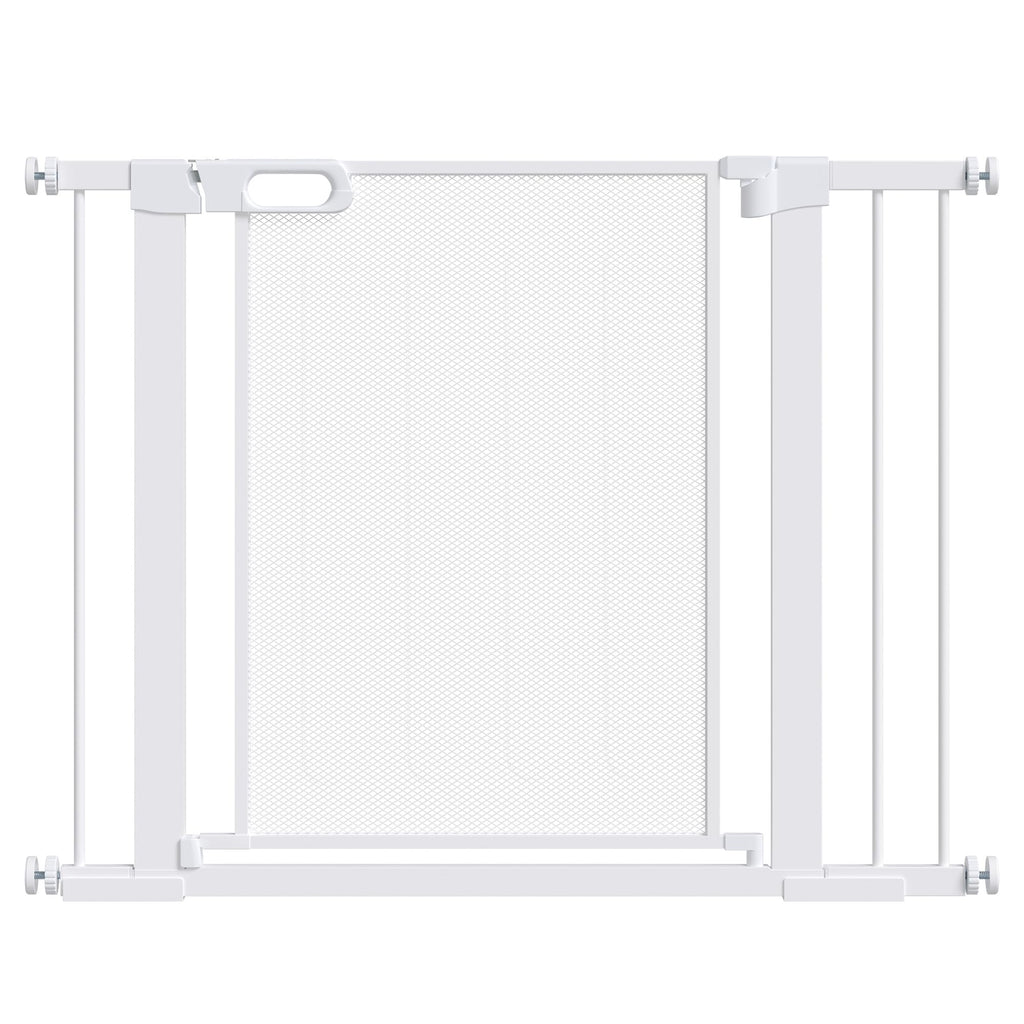 PawHut Pressure Fit Safety Gate Auto Close Door 75-82cm White Pet Dog Baby Child Safety Barrier - Very Good