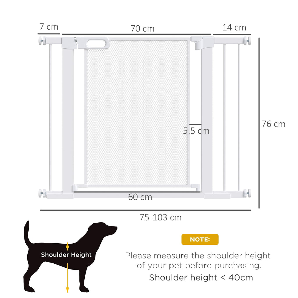 PawHut Pressure Fit Safety Gate Auto Close Door 75-82cm White Pet Dog Baby Child Safety Barrier - Very Good