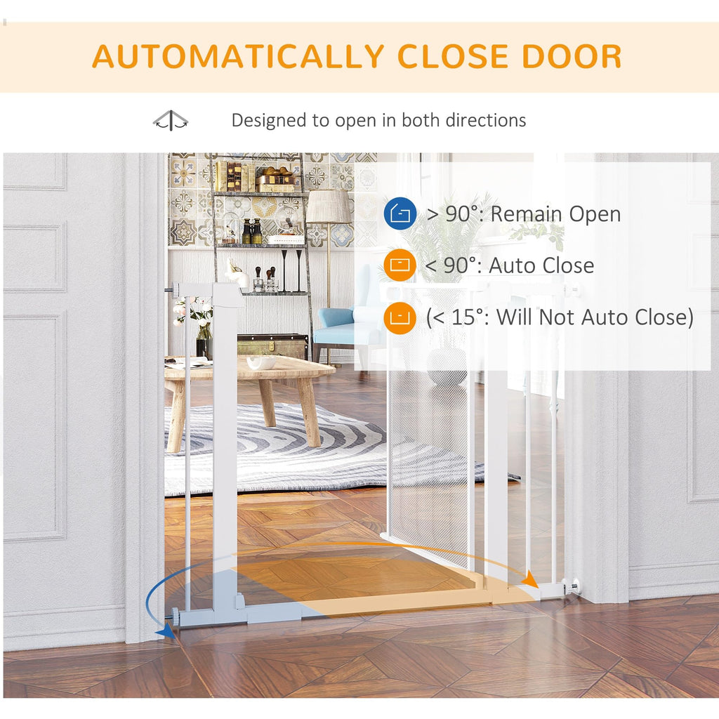 PawHut Pressure Fit Safety Gate Auto Close Door 75-82cm White Pet Dog Baby Child Safety Barrier - Very Good