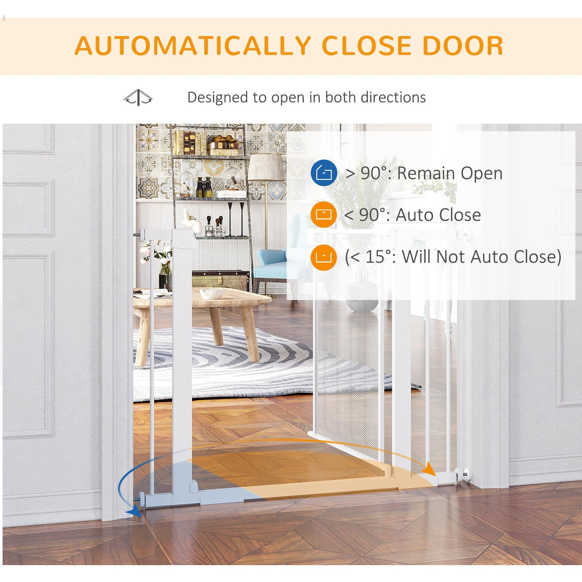 PawHut Pressure Fit Safety Gate Auto Close Door 75-82cm White Pet Dog Baby Child Safety Barrier - Very Good