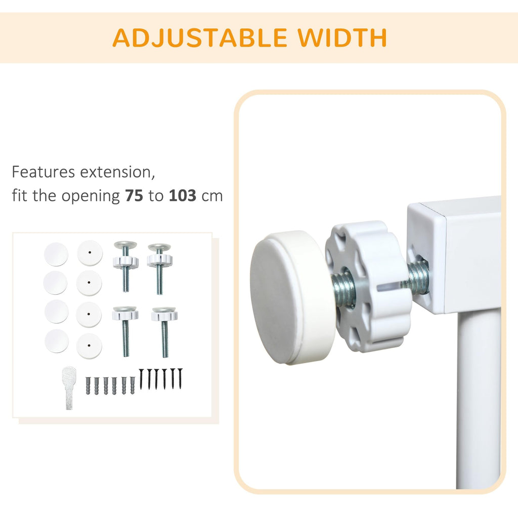 PawHut Pressure Fit Safety Gate Auto Close Door 75-82cm White Pet Dog Baby Child Safety Barrier - Very Good