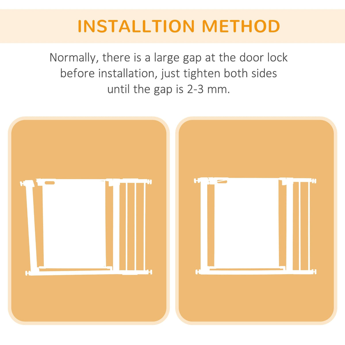 PawHut Pressure Fit Safety Gate Auto Close Door 75-82cm White Pet Dog Baby Child Safety Barrier - Very Good