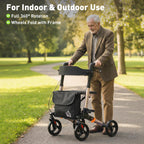 HOMCOM Rollator Walker with Seat - Compact Folding Mobility Aid - 8" Wheels - Gold Tone - New