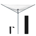 Ram 3 Arm Rotary Washing Line - 30m Garden Clothes Airer Dryer - Folding Rotary Line with Ground Spike & Cover - Grey - New