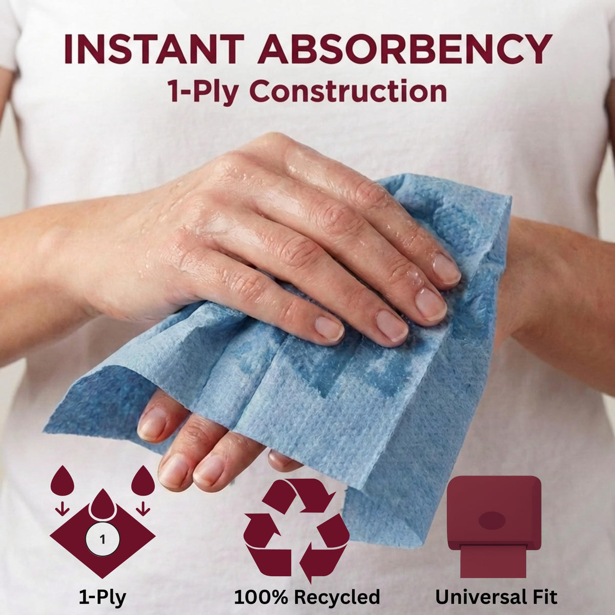 Aura V-Fold Paper Hand Towels - 1 Ply Blue Recycled - 3600 Sheets Bulk Pack - New